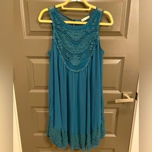 Altar’d State dark teal lace shift dress SIZE SMALL